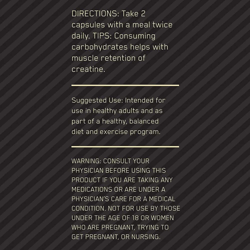 Optimum Nutrition Creatine 2500 Micronized Creatine Capsules / 100% Pure Creatine Monohydrate / 2.5 Grams of Creatine Per 2 Capsule Serving / 100 Caps (Pack of 1)