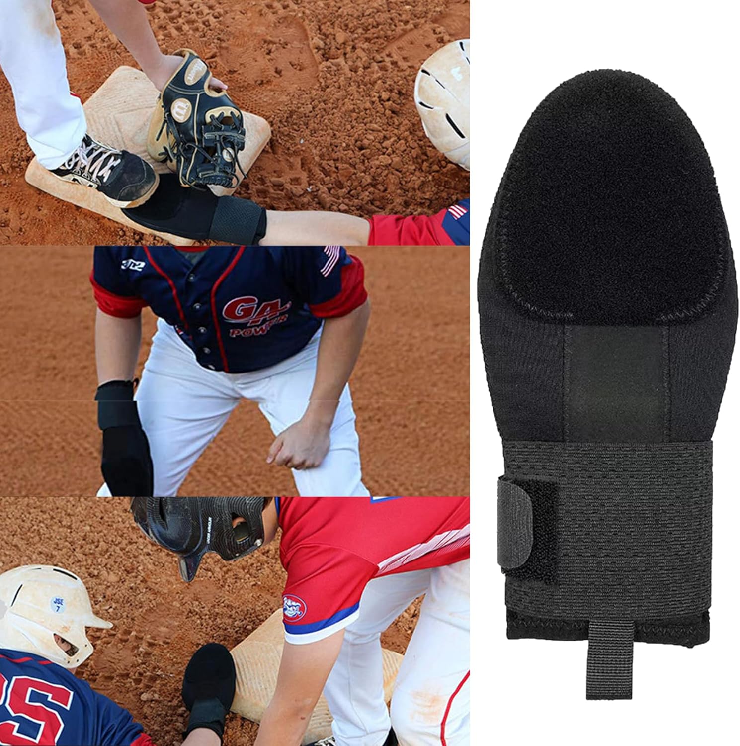 Baseball Sliding Mitt Breathable Sliding Gloves for Baseball Adaptable Right or Left Hand Baseball Gloves Adult Elastic Baseball Batting Gloves for Daily Use Black