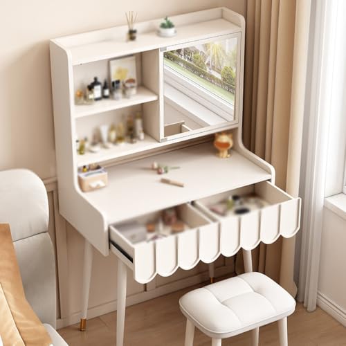 Vanity Desk Cream Style Dressing Table, Modern Dressing Table in Bedroom, Simple and Light Luxury Dressing Table Bedroom Makeup Table