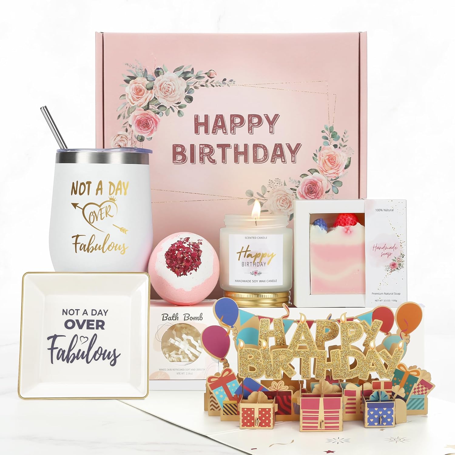 Birthday Gifts for Women, Happy Birthday Gift Boxes Ideas for Women, Her, Mom, Mother, Sister, Female Friend, Coworker, Girlfriend, Daughter, Best Unique Spa Baskets Kit for Women Who Have Everything