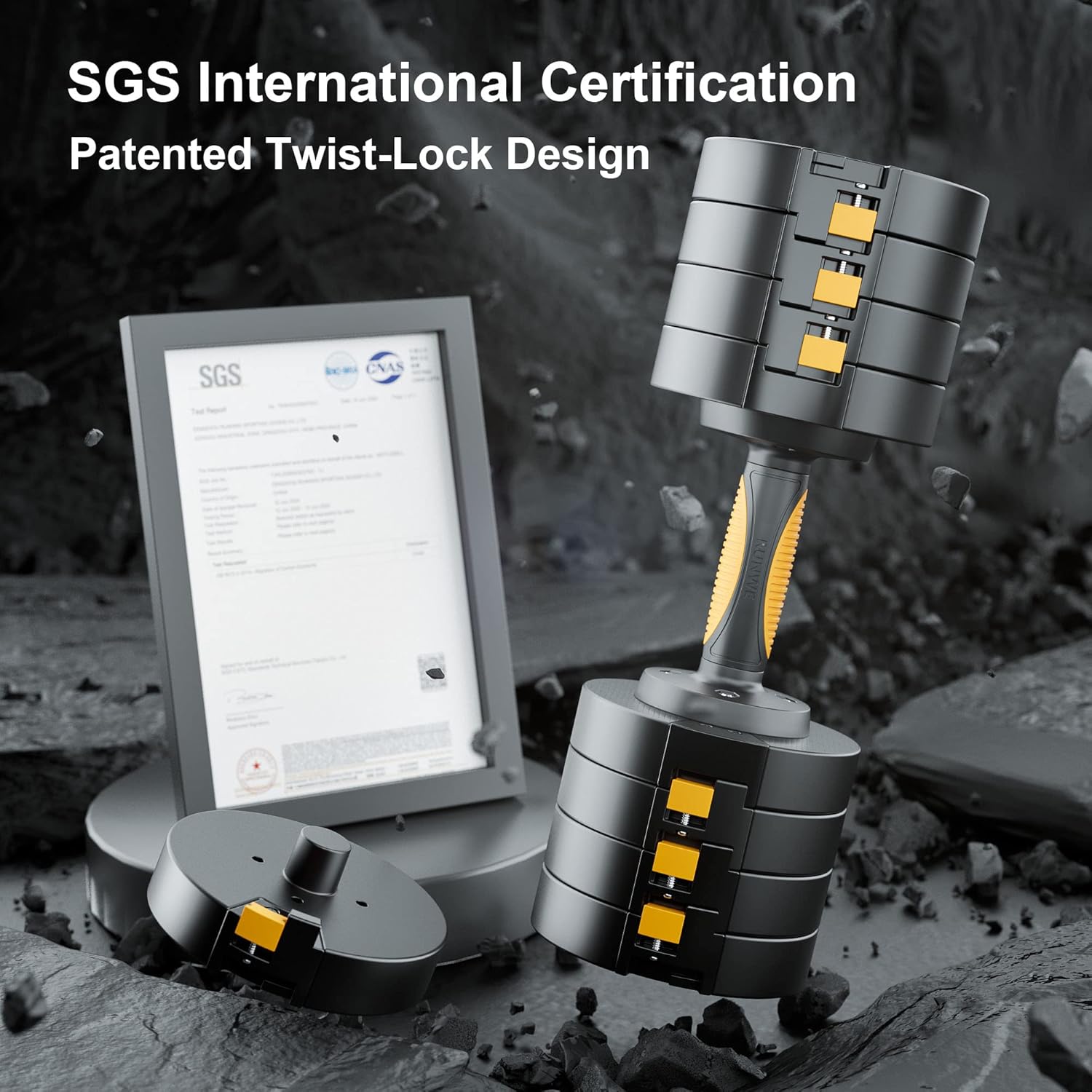 RUNWE Quick Adjustable Dumbbells Sets - 66 lbs Dumbbells Free Weight Sets with Non-Slip Rubber Handle for Men and Women Full Body Workout Core Exercise Strength Training for Home Gym Fitness