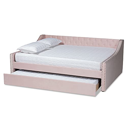 Baxton Studio Raphael Daybeds, Twin, Twin, Silver Grey Velvet