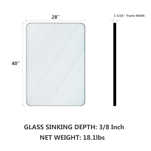 Gold Bathroom Mirror for Wall, 24 x 36 Inch Metal Framed Rounded Rectangle Vanity Mirror Modern Farmhouse, 1/4-inch Shatterproof Glass | Ultra-Flush Hanging