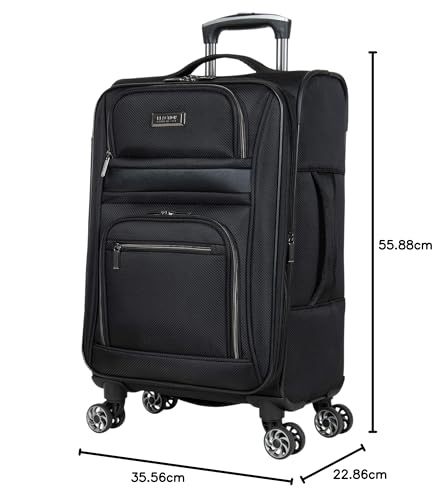 Kenneth Cole REACTION Rugged Roamer Lightweight Softside Expandable 8-Wheel Spinner Luggage, Black, 28-Inch Checked