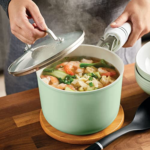 KitchenAid Hard Anodized Ceramic Nonstick Cookware Sauce Pan with Lid, 3 Quart, Blue Velvet