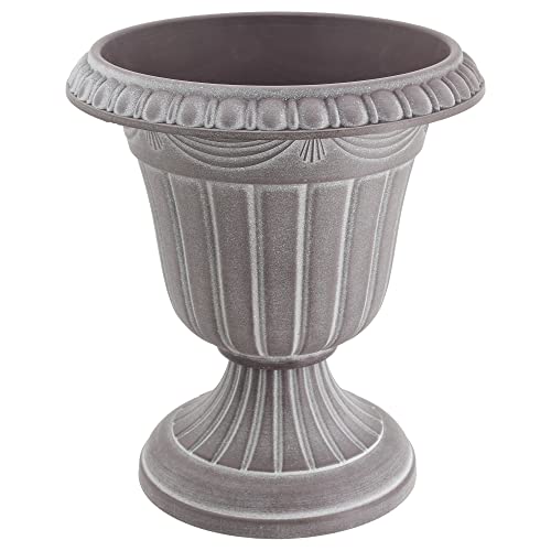 PL00GY Classic Traditional Plastic Urn Planter Indoor/Outdoor, 16