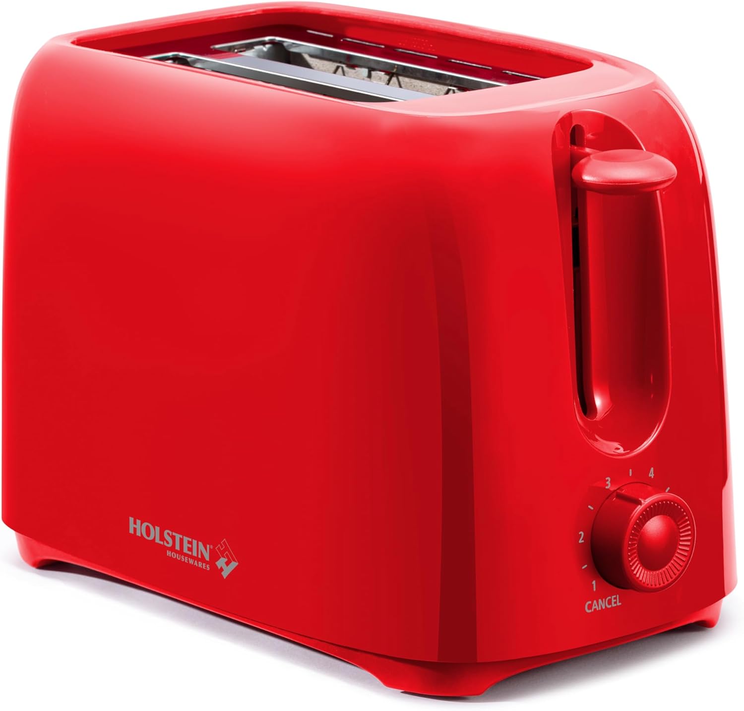 Holstein Housewares - 2-Slice Toaster with 6 Browning Control Settings - Great to Toast Bread, Bagels and Waffles (RED)
