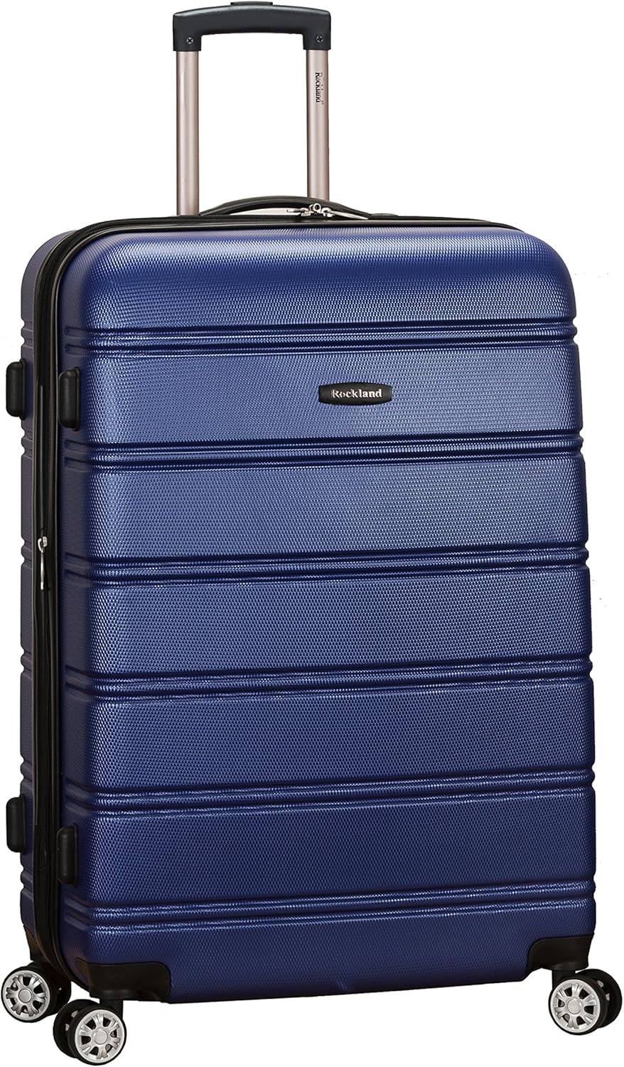 Rockland Melbourne Hardside Expandable Spinner Wheel Luggage, BLUE, Checked Large 28