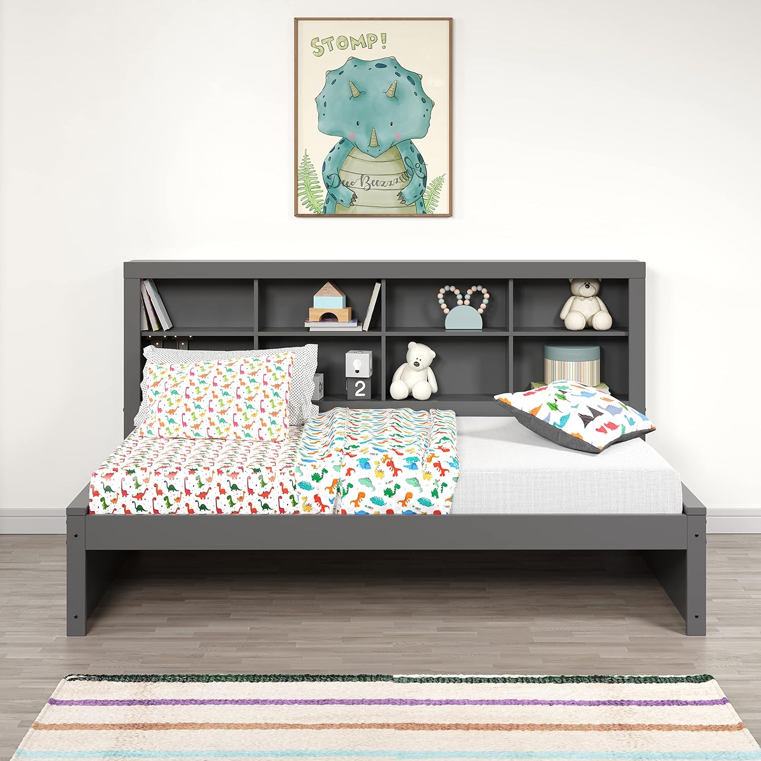 Donco Kids Twin Modern Bookcase Daybed in Dark Grey Finish