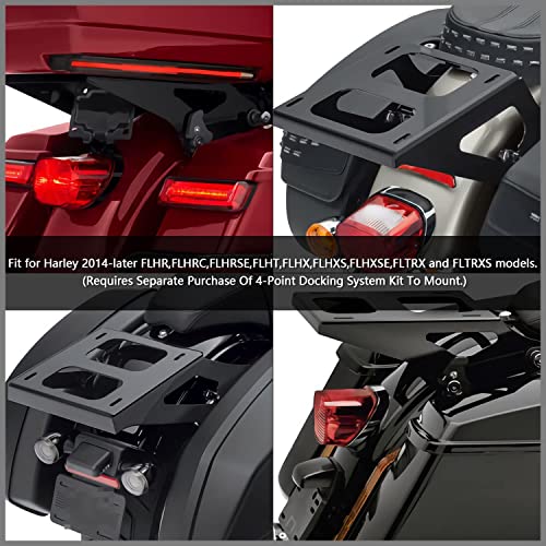 Detachable Two Up Tour Pack Pak Mount Luggage Rack Compatible with Harley Davidson Touring Street Glide/Electra Glide/Road Glide/Road King 2014-2021, Black