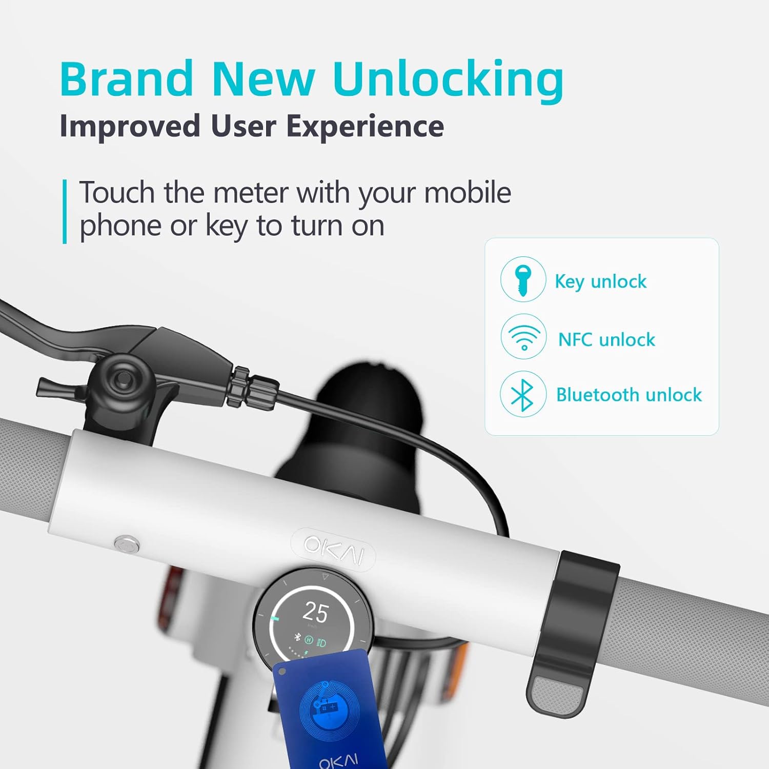 OKAI NEON Electric Scooter with Atmospheric Lights - 25 Miles Range & 15.5 Mph - Lightweight Folding Commuter E Kick Scooters for Adults (White)