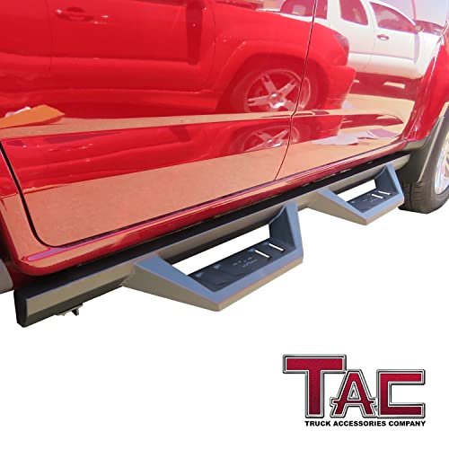 TAC Sidewinder Running Boards Fit 2015-2024 Chevy Colorado/GMC Canyon Crew Cab 4” Drop Side Steps Nerf Bars Rock Slider Pickup Truck Fine Texture Black Off-Road Accessories (2pcs)