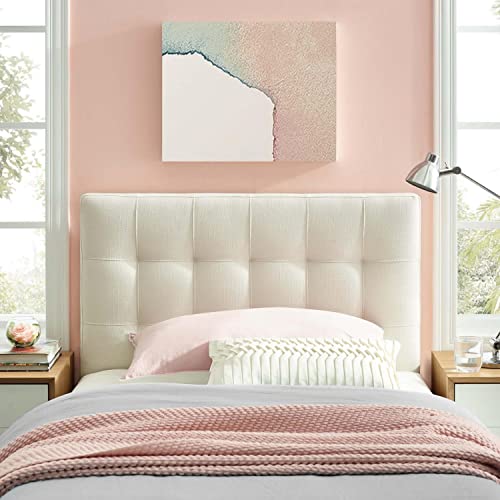 Modway Lily Tufted Linen Fabric Upholstered Queen Headboard in Ivory