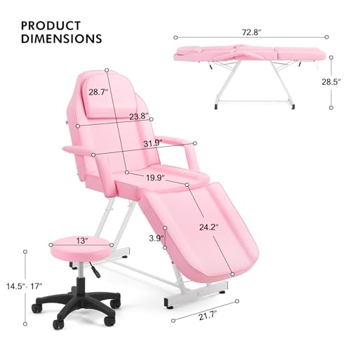 Artist hand Facial Bed Massage Table Adjustable Tattoo Chair W/Free Barber Bed Spa Chair Salon Massage Equipment Tattoo Bed Salon Chair with Tattoo Stool