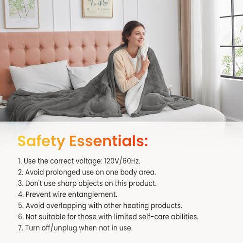 WOOMER Electric Heated Throw Blanket 50