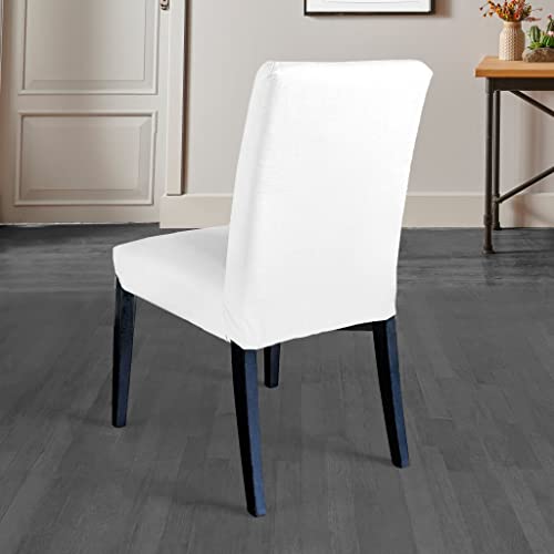 100% European Linen Cotton Slipcover, Compatible with IKEA Henriksdal Dining Chair, Solid White - Set of 2