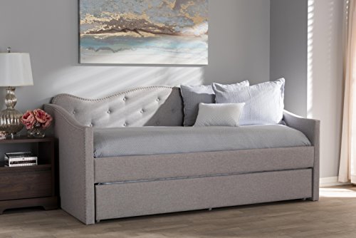 Baxton Studio Kaarina Fabric Daybed with Trundle, Twin
