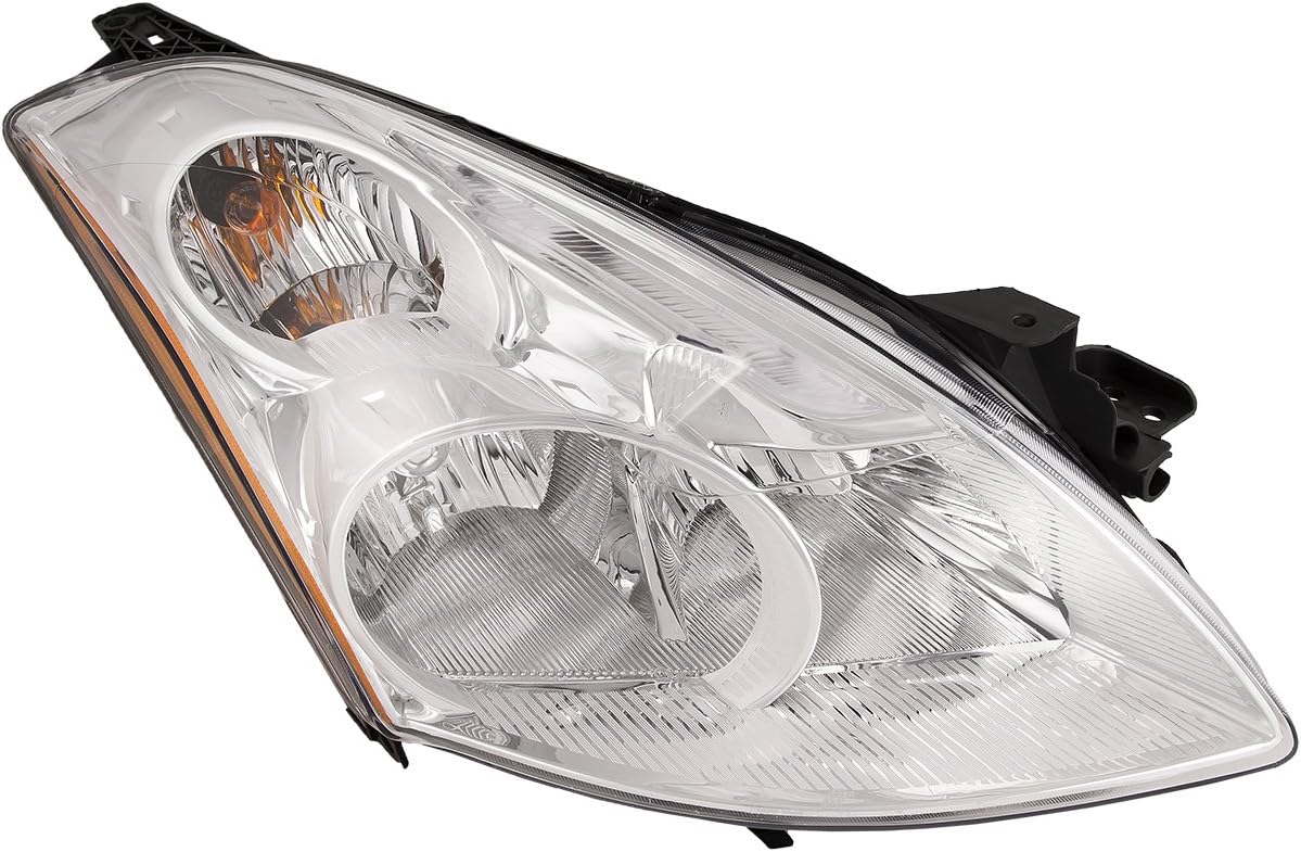 HEADLIGHTSDEPOT Chrome Housing Halogen Headlight Compatible With Nissan Altima 2010-2012 4-Door Sedan Fits Hybrid Includes Right Passenger Side Headlamp