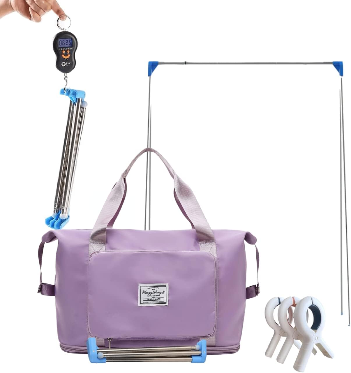 Portable Travel Garment Rack,Collapsible Mini Folding Clothes Rack for Travel,Camping,Laundry,Dance,Drying(35.4x15.7x55)+Travel Bag+ClothesPins Set (regular)