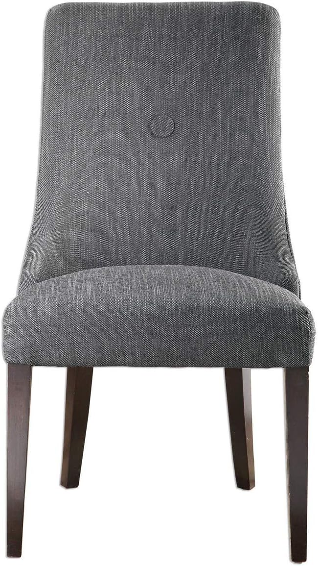 MY SWANKY HOME Elegant Charcoal Gray Dining Chairs Set 2 Rounded Back Curve Fabric Upholstery