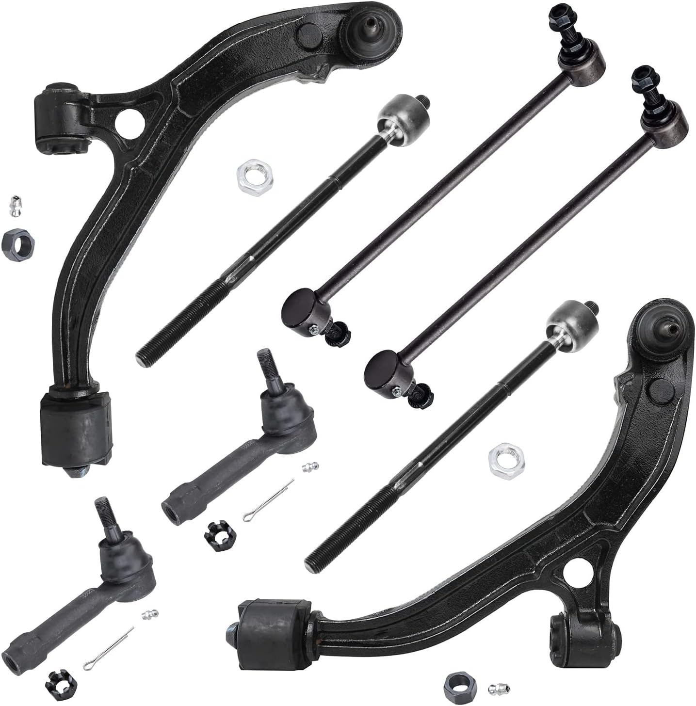 Detroit Axle - Front 8pc Suspension Kit for 2001-2004 Chrysler Town & Country Dodge Grand Caravan, 2001-2003 Voyager, 2 Lower Control Arms w/Ball Joints 4 Tie Rods 2 Sway Bars Replacement