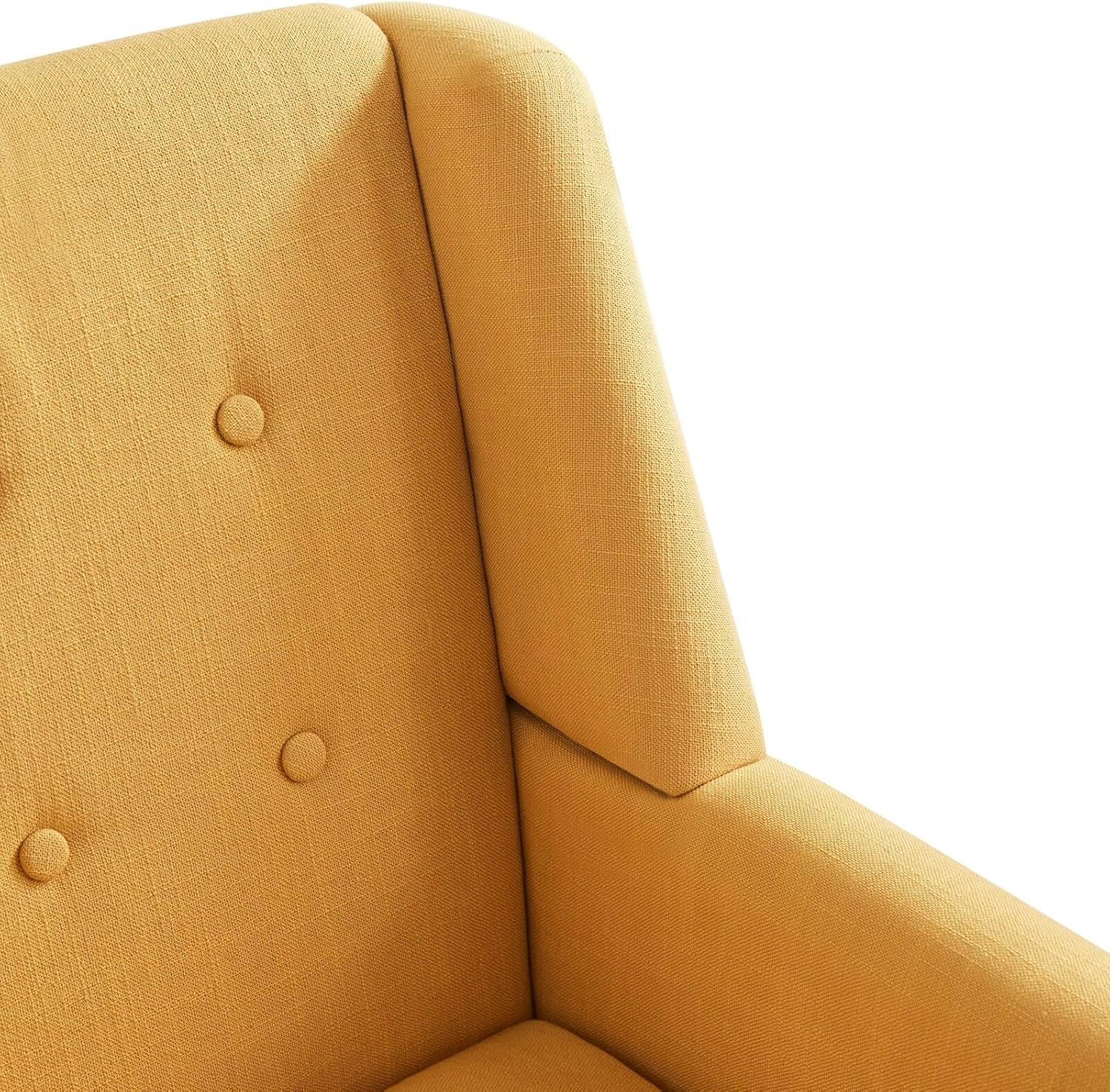 Bed Bath & Beyond HUIMO Modern Linen Upholstered Armchair Tufted Accent Chair Yellow