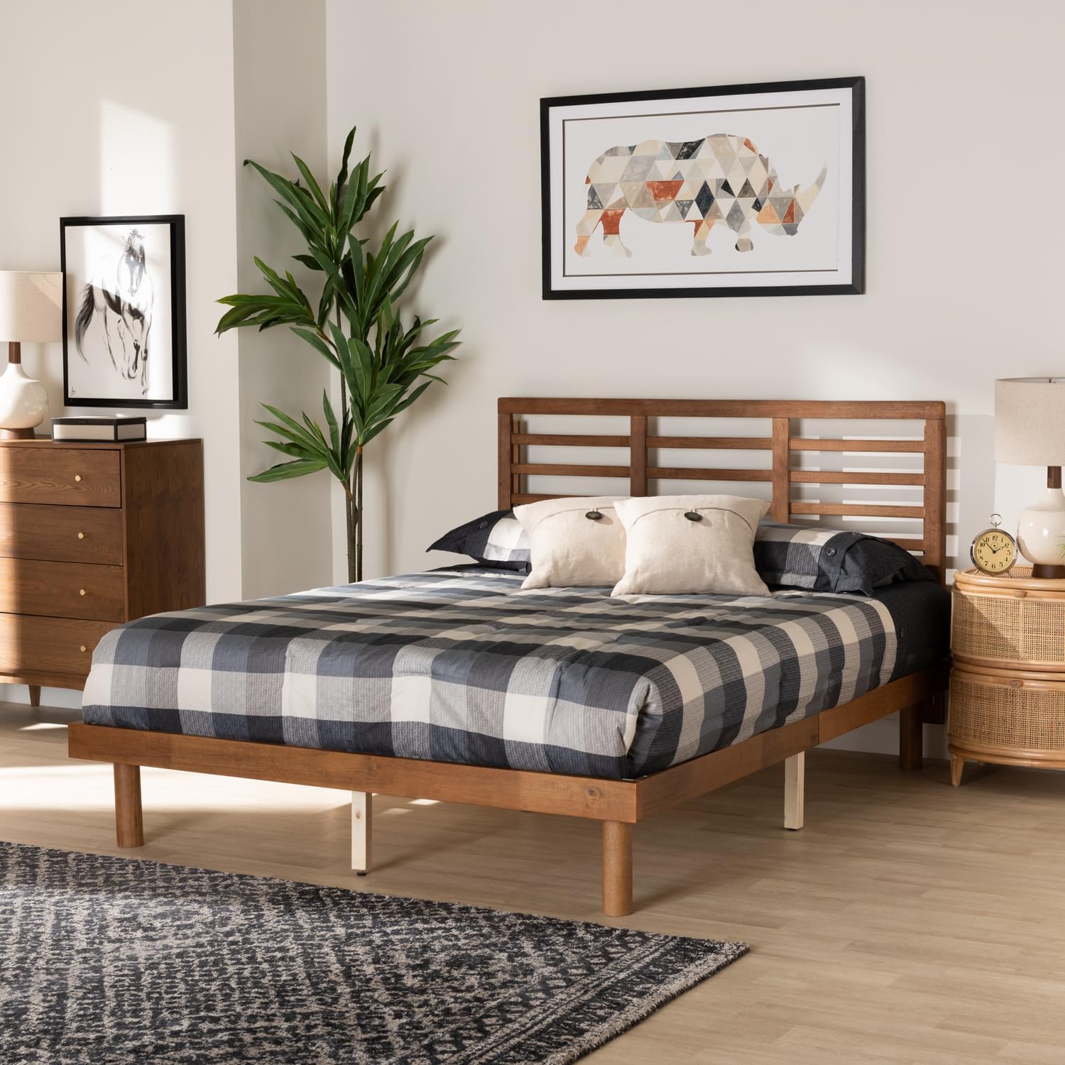 Baxton Studio Lucine Ash Walnut Finished Wood Queen Size Platform Bed