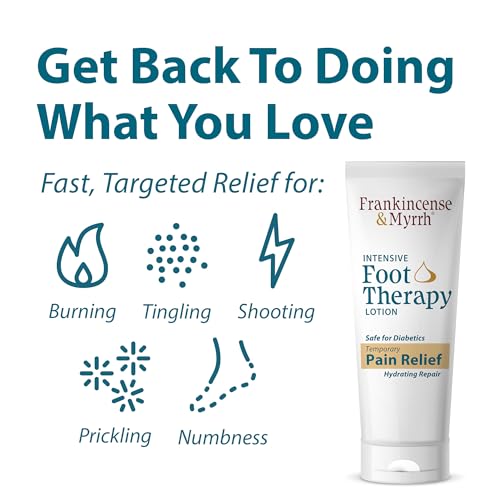 Frankincense & Myrrh Foot Pain Relief Cream - Intensive Foot Therapy Lotion - Diabetic Neuropathy Cream for Legs & Plantar Fasciitis Relief | Hydrating with Essential Oils, 3 Ounce (1-Pack)