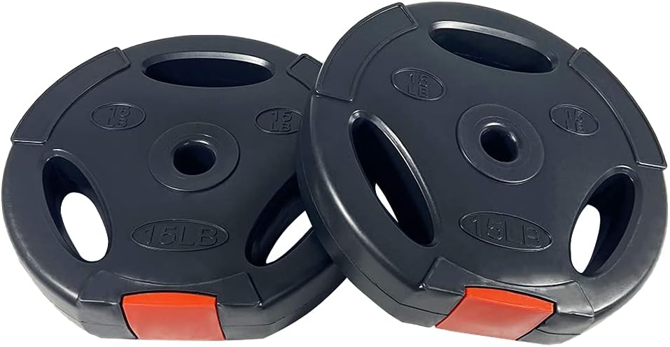 BalanceFrom Vinyl Standard 1-Inch Plate Weight Plate for Strength Training and Weightlifting, Pair VNL-15P