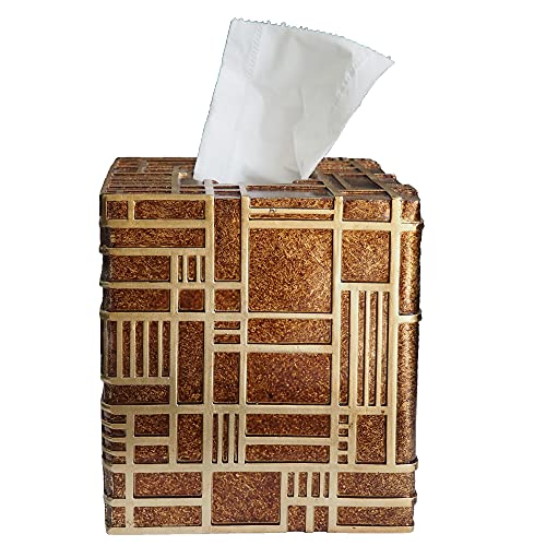 Hymmah Modern Square Tissue Box Cover Holder,Unique Cube Design Tissue Box Cover Bathroom Accessories Decor for Bathroom Vanity Counter Tops Also Great for Bedrooms and Living Rooms