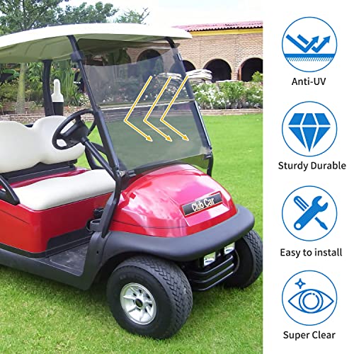 Tinted Club Car Precedent Golf Cart Windshield Compatible with 04-21 Models, Fold Down Golf Cart Windshield Anti-UV Impact Resistant - 37.5