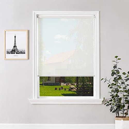 ChrisDowa Light Filtering Roller Shades, with 5% openness Solar Screen, UV Protection Fabric. Solar Semi Sheer Roller Blinds for Office and Home. Easy to Install.Grey,20