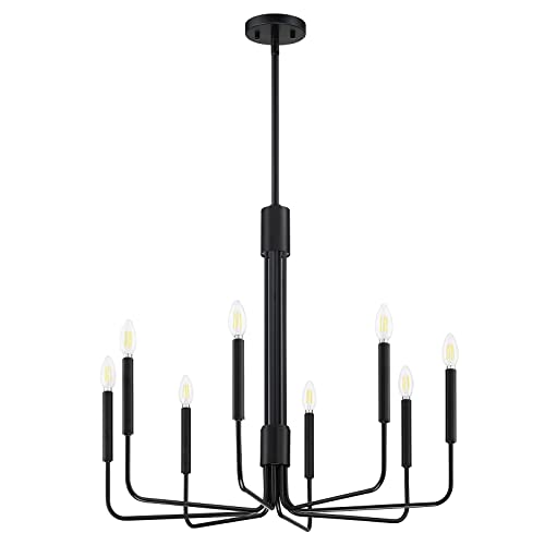Doraimi Lighting 8-Light Rustic Industrial Iron Chandeliers Lighting Fixtures Oil Rubbed Bronze Finish Candle Hanging Chandeliers for Hallway,Living Room,Foyer,Bedroom,Office,Bar,Kitchen Island