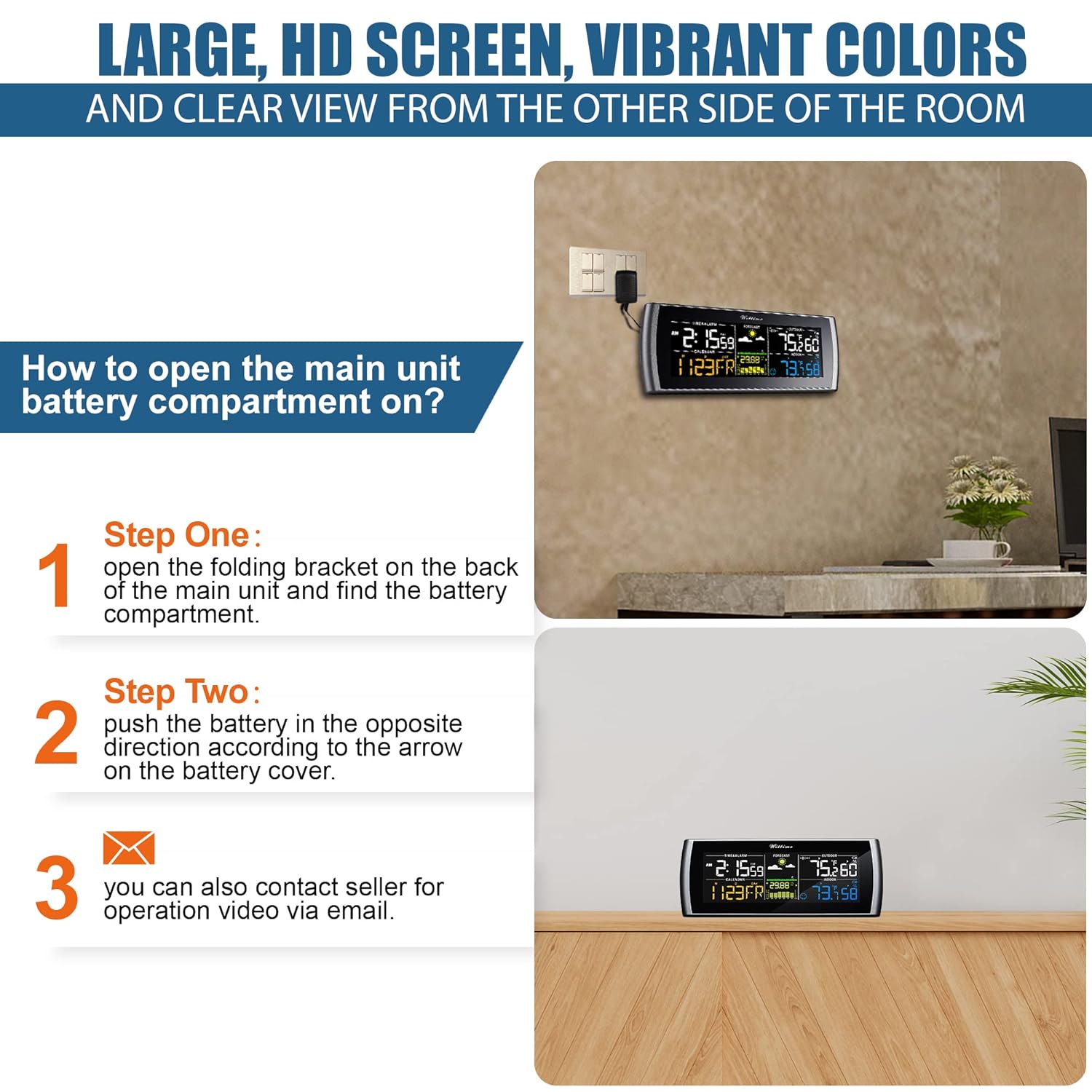 2101 Weather Stations Wireless Indoor Outdoor Thermometer Temperature Humidity Monitor with 7.5