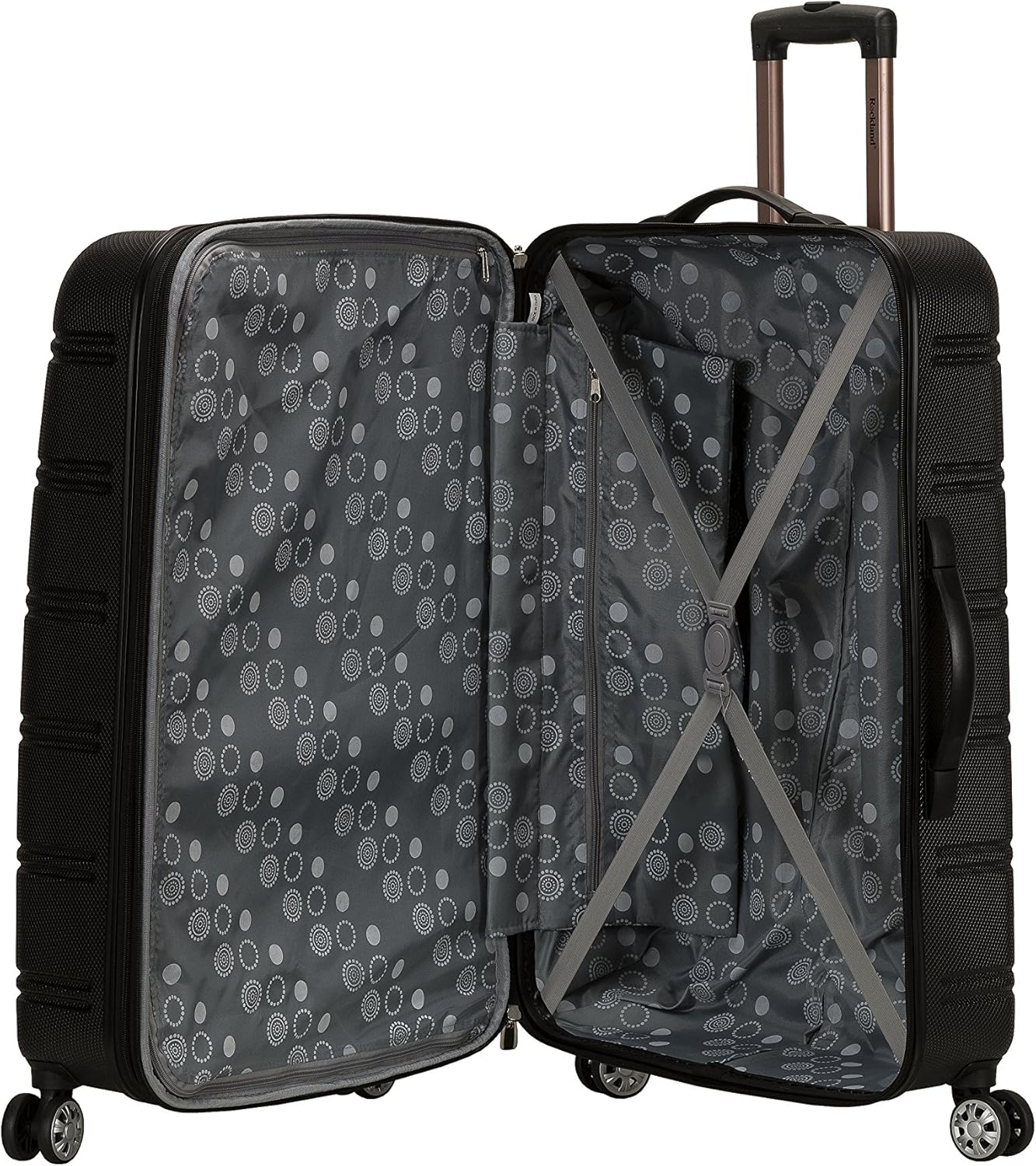 Rockland Melbourne Hardside Expandable Spinner Wheel Luggage, BLACK, Checked Large 28