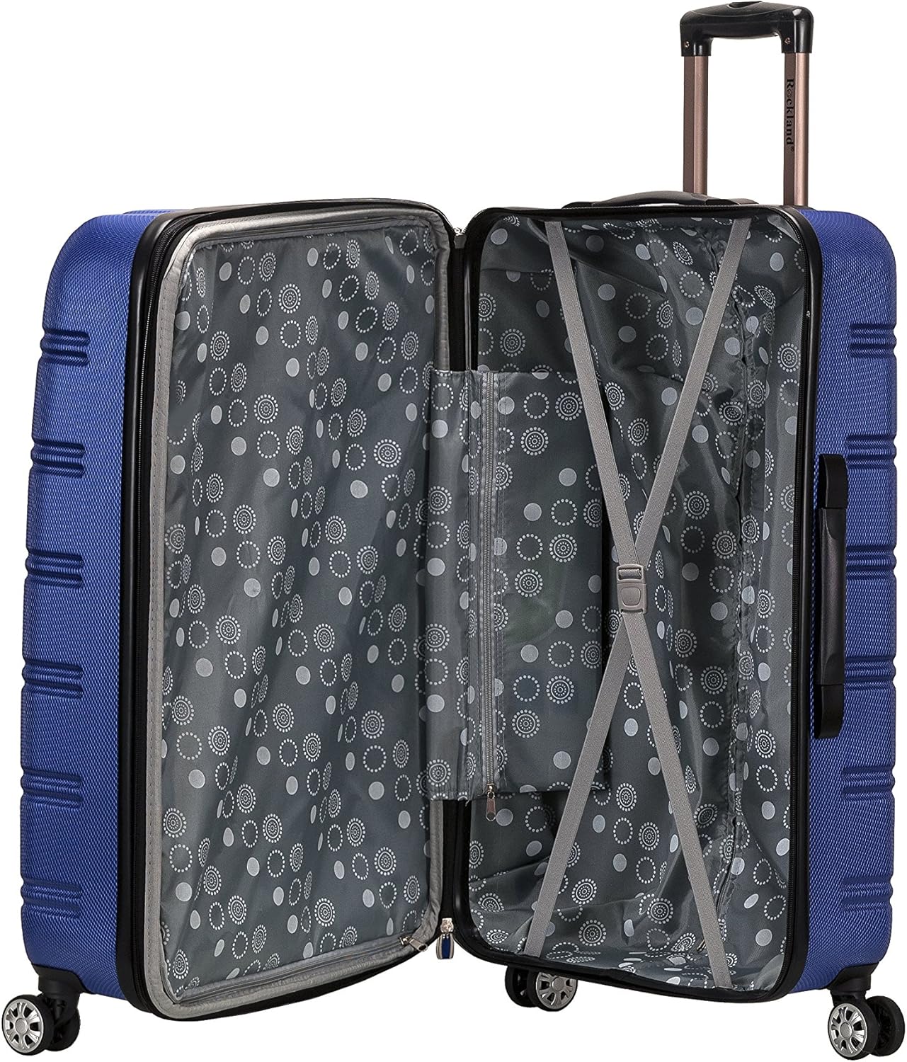 Rockland Melbourne Hardside Expandable Spinner Wheel Luggage, BLUE, Checked Large 28
