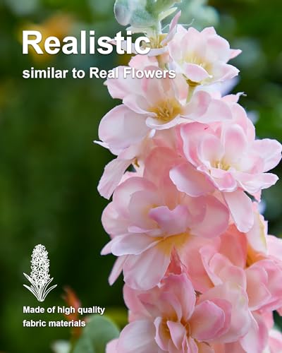 Solar Garden Lights, Solar Delphinium Flower Lights, IP65 Waterproof Solar Lights for Outside Garden,Solar Flowers Outdoor for Yard, Patio, Garden Decor 120 LED(4 Packs)