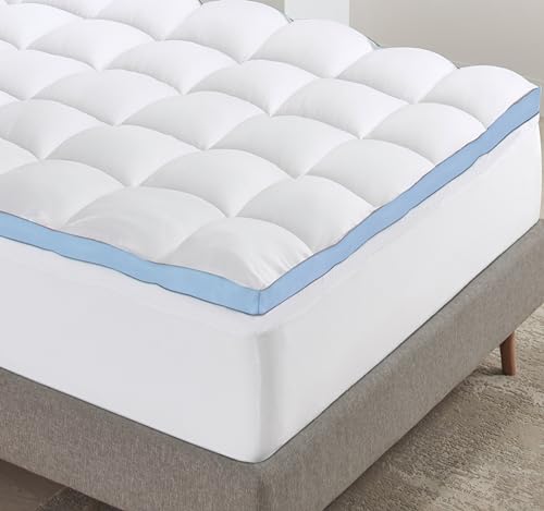 California Design Den Twin XL Mattress Topper, Extra-Thick Cooling Pillow-Top Mattress Topper Twin XL for Restful Sleep, 900 GSM Fill, Breathable & Gentle on Skin