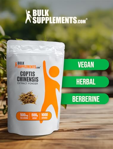BulkSupplements.com Coptis Chinensis Extract Powder - Berberine Supplement, Coptis Powder - Golden Thread Supplement, Gluten Free, 500mg per Serving, 1kg (2.2 lbs) (Pack of 1)