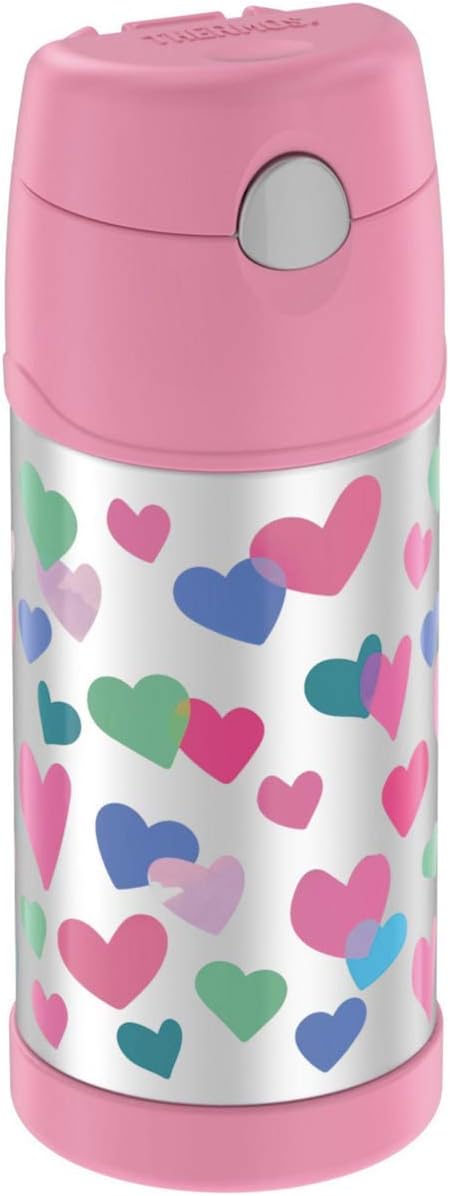 THERMOS FUNTAINER F4101 Stainless Steel Kids Bottle, 12 Ounce, Hearts