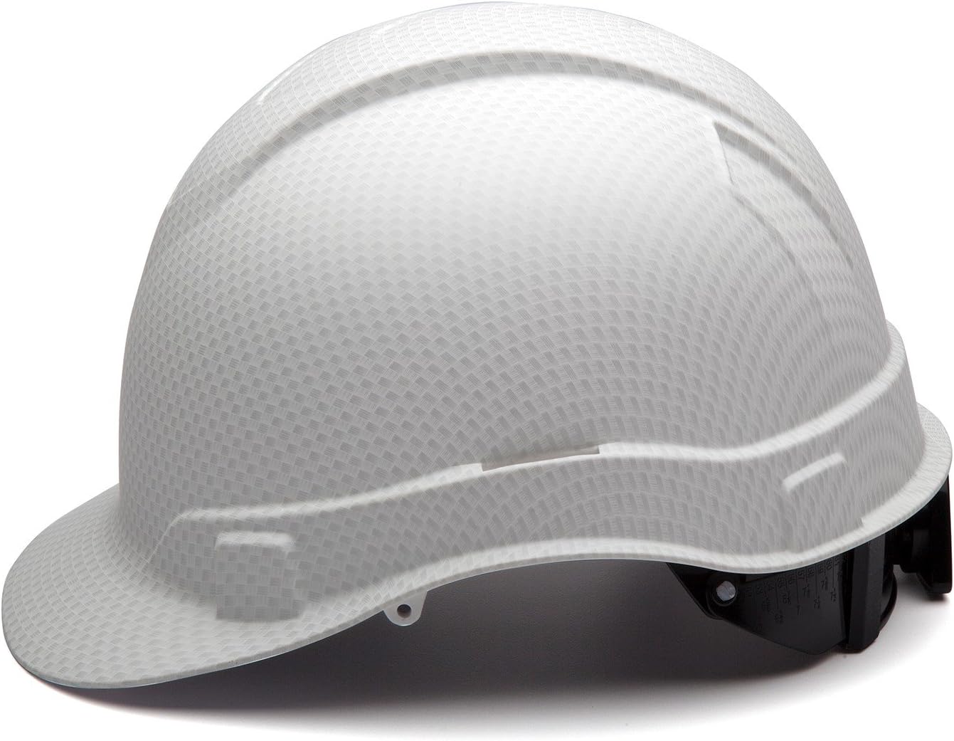 Pyramex Ridgeline Cap Style Hard Hat, 4-Point Ratchet Suspension, Matte White Graphite Pattern