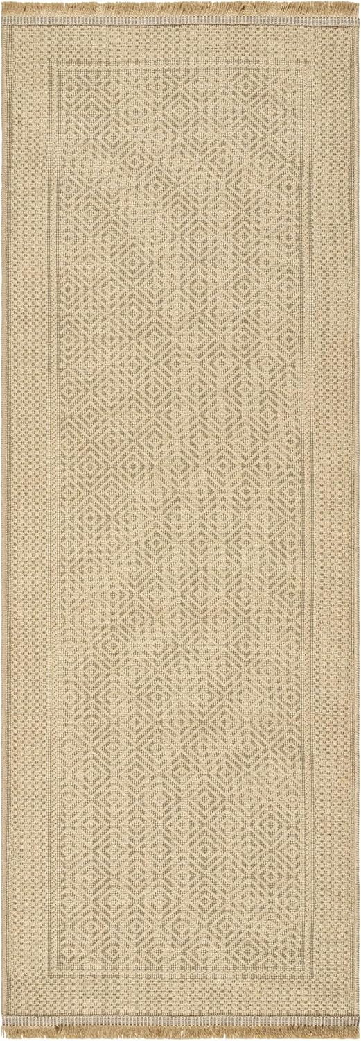 Hauteloom Veata Jute Living Room, Bedroom Machine Washable Area Rug - Traditional, Transitional - Tan, Beige - 27