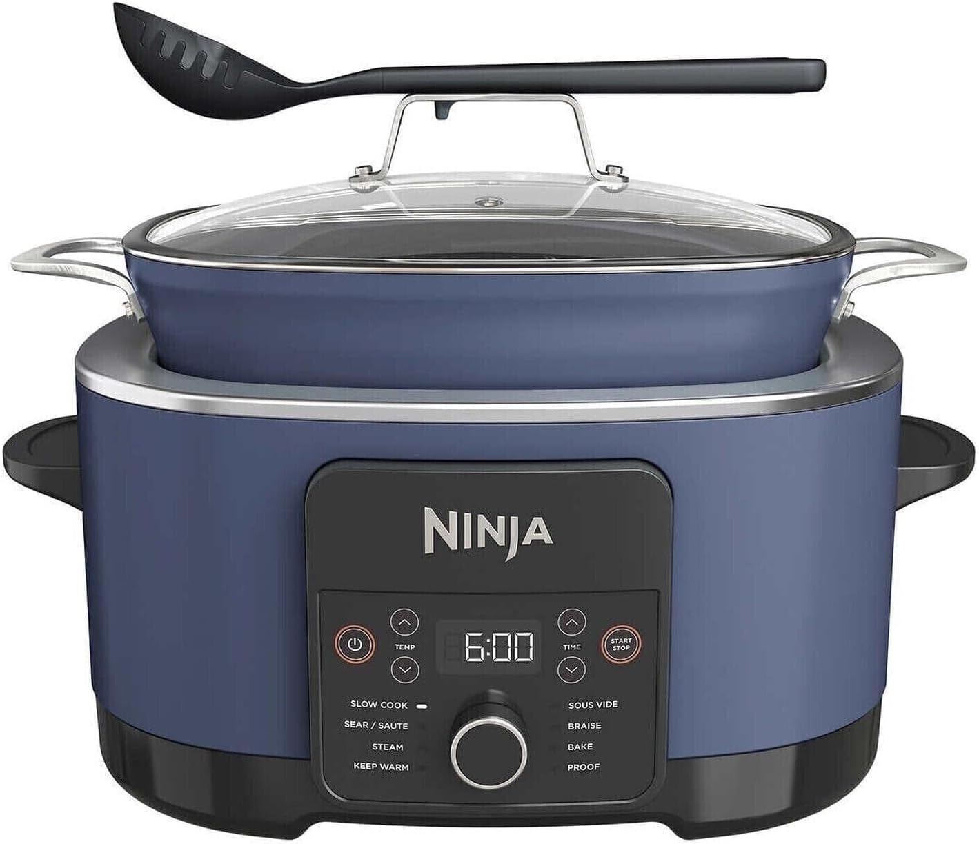 Ninja Foodi PossibleCooker PRO 8.5 Quart Multi-Cooker, with 8-in-1 Slow Cooker, Dutch Oven, Steamer & More, Glass Lid & Integrated Spoon, Nonstick, Oven Safe Pot to 500°F, Navy (Blue)