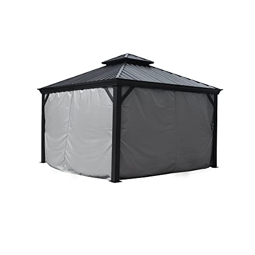 Kozyard Gazebo Privacy Curtain Outdoor Waterproof Sidewall for Hardtop Gazebo, OEM Replacement for Patio Gazebo Curtains for Alexander, Caesar, Rosana and Apollo Model (12ft x 18ft, Brown)