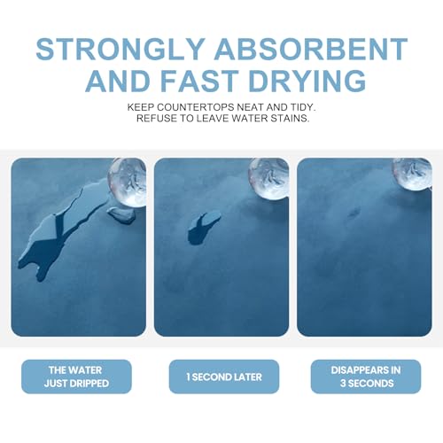 Dish Drying Mat for Kitchen Counter Super Absorbent Hide Stain Dish Drying Pad with Non-slip Rubber Backed for Kitchen Counter Drying Mat for Coffee Machine Dish (Floral Blue, 12