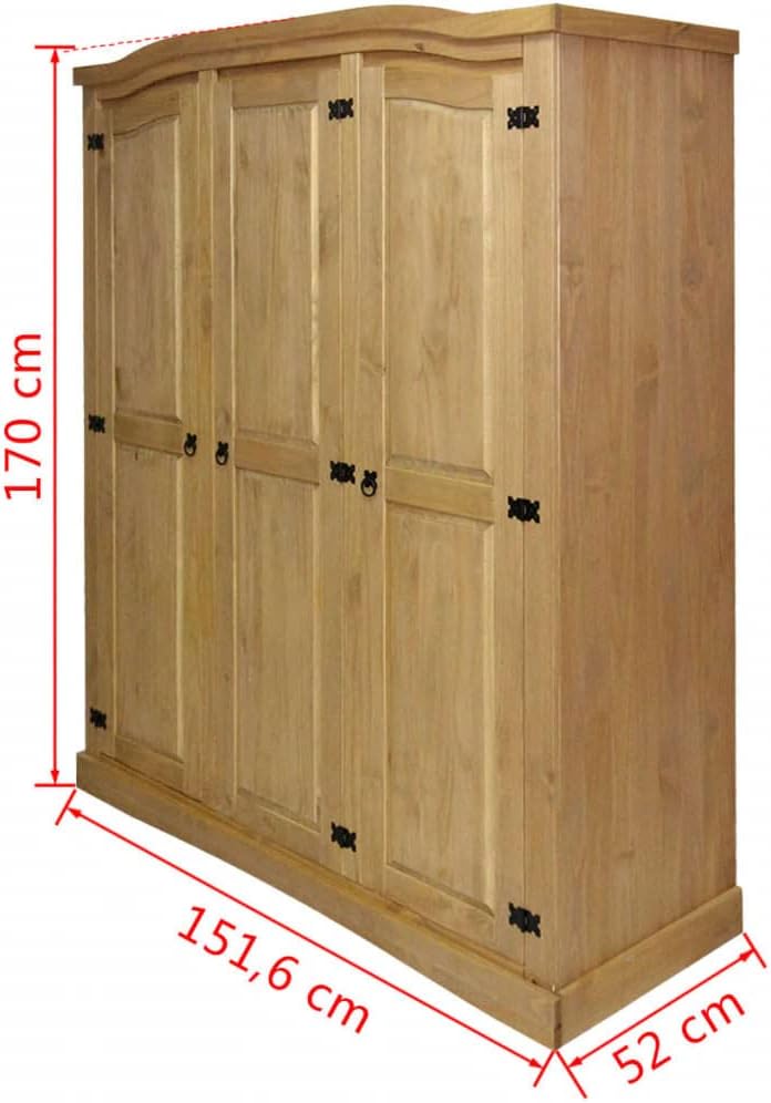 Wardrobe Mexican Pine Corona Range 3 Doors.Cabinets & Storage,Cupboards & Wardrobes