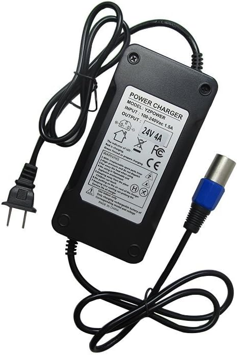 Abakoo 24V 4A Battery Charger for Jazzy,Go-Go Pride Ezip 400 500 650 750 900 Mountain Trailz IZIP I25 IZIP I300 IZIP I350 IZIP I500 Mpv5 Mpv4 Pronto m41