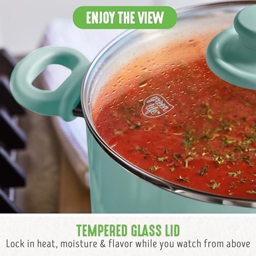 GreenLife Soft Grip Healthy Ceramic Nonstick 18 Piece Kitchen Cookware Pots and Frying Sauce Saute Pans Set, PFAS-Free with Kitchen Utensils and Lid, Dishwasher Safe, Gray