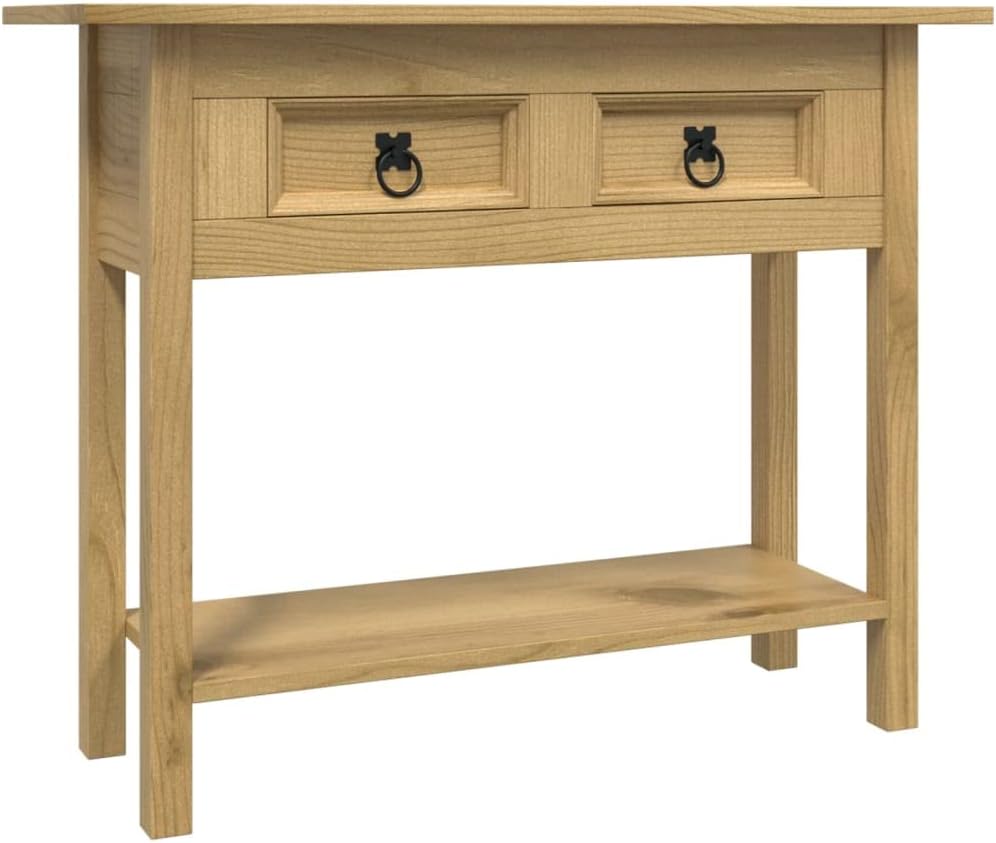 Console Table Mexican Pine Corona Range,Bedroom Table,Console Table,Wall Table,Hallway Table,Dressing Console Table,with 2 Drawers and 1 Shelf,for Living Room, Bedroom, Office, 35.4