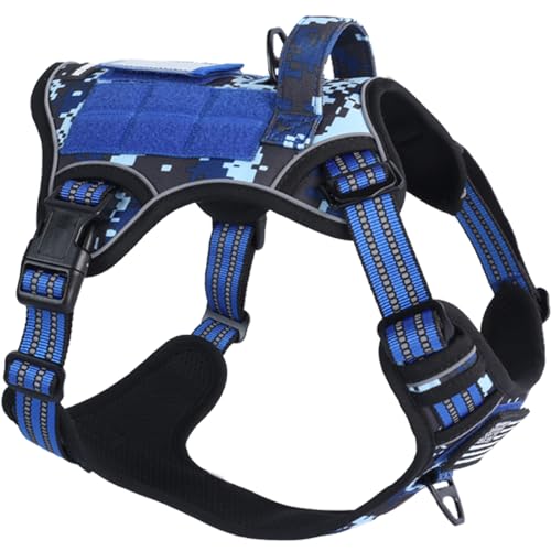 BUMBIN Tactical Dog Harness for Medium Dogs No Pull, Famous TIK Tok No Pull Dog Harness, Fit Smart Reflective Pet Walking Harness for Training, Adjustable Dog Vest Harness with Handle Brown M